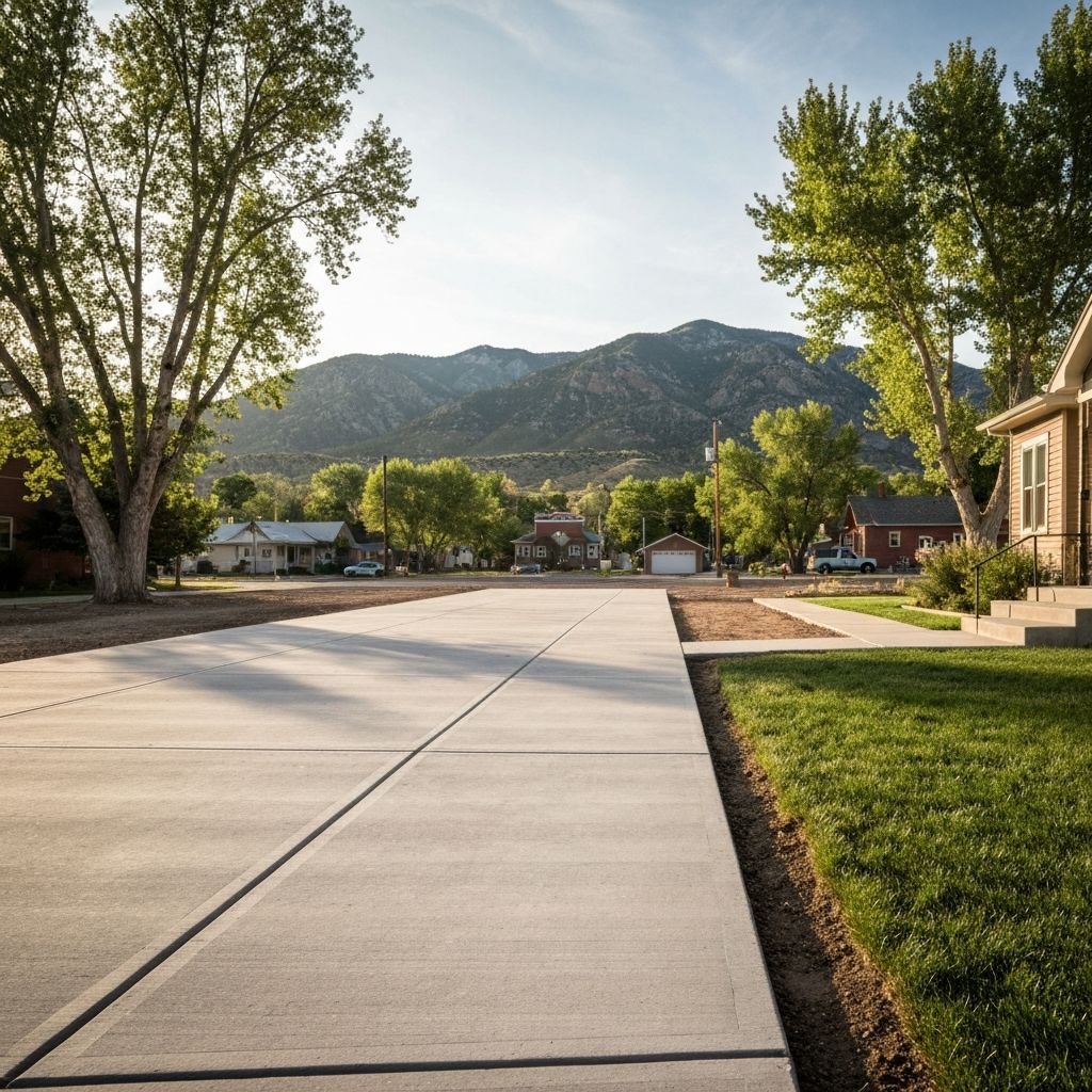 Freshly leveled concrete driveway at a Berthoud, Colorado home