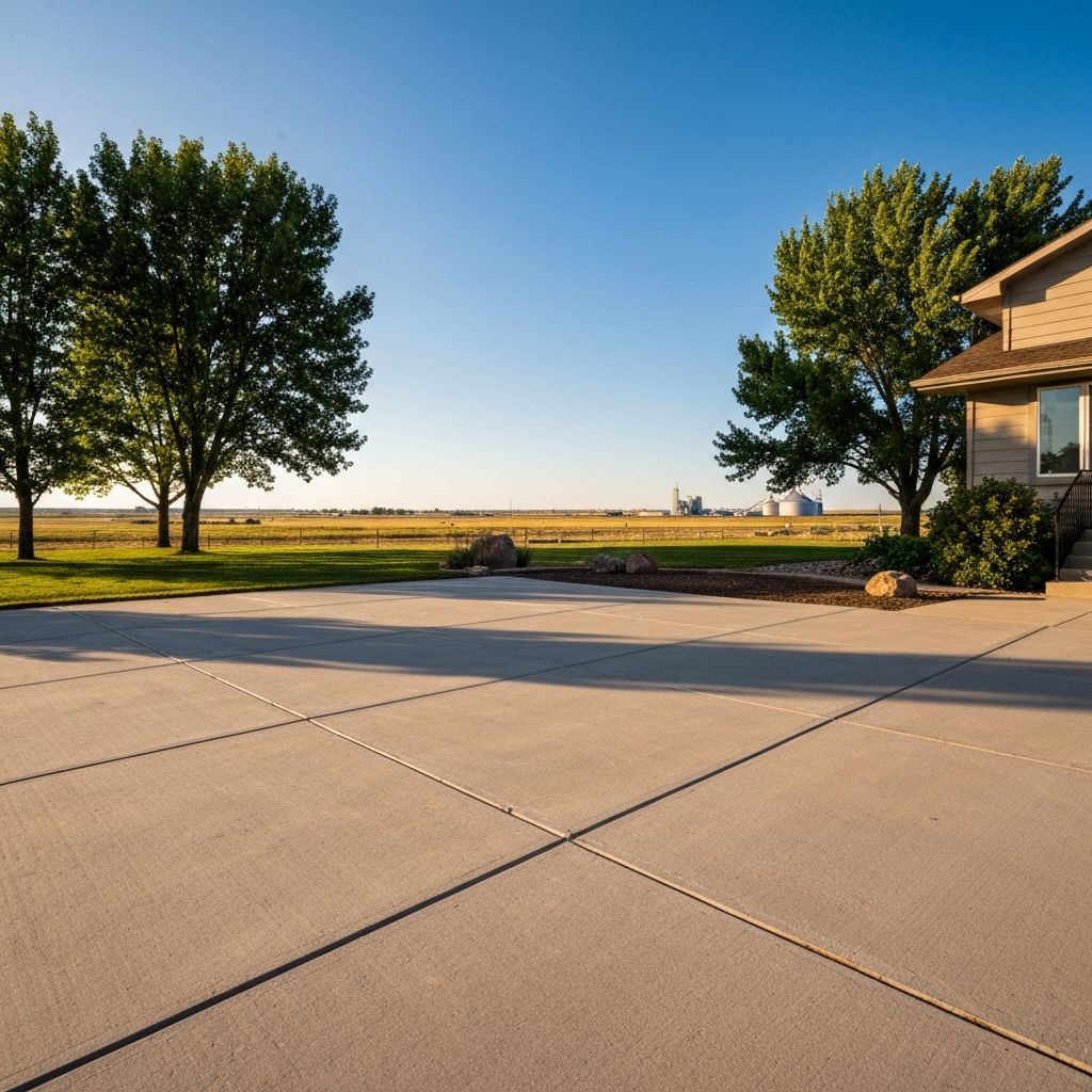 Freshly leveled concrete driveway at a Greeley, Colorado home
