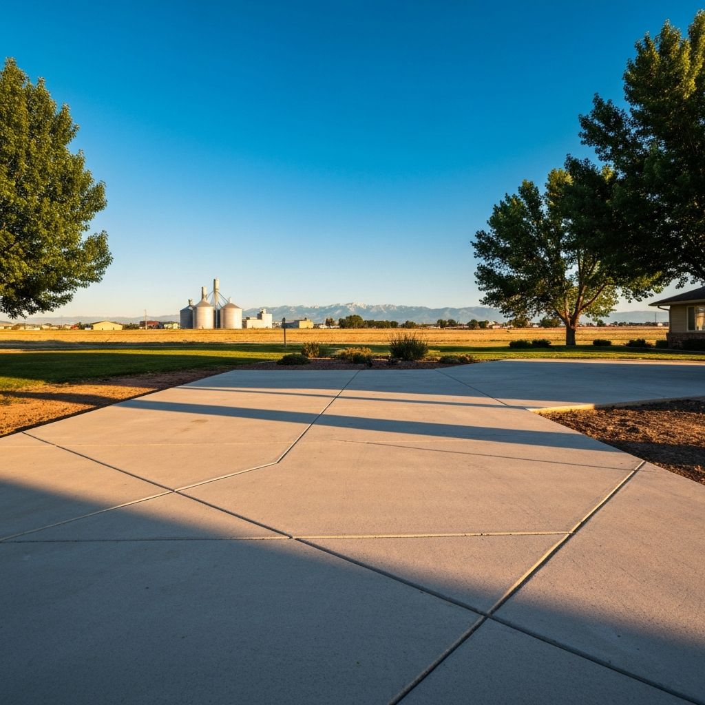 Freshly leveled concrete driveway at a Johnstown, Colorado home