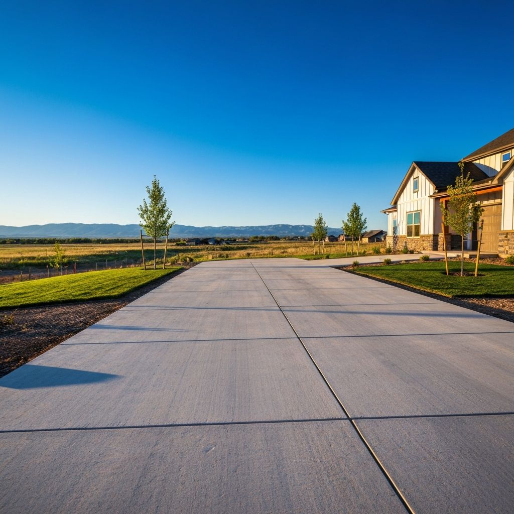 Freshly leveled concrete driveway at a Timnath, Colorado home